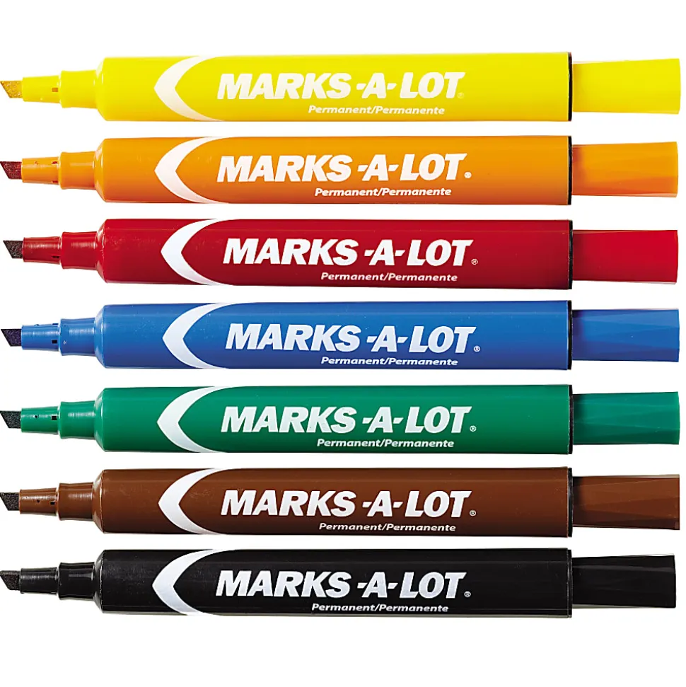 Avery® Marks-A-Lot® Large Desk-Style Permanent Markers, Chisel Point, Assorted Colors, Set Of 12