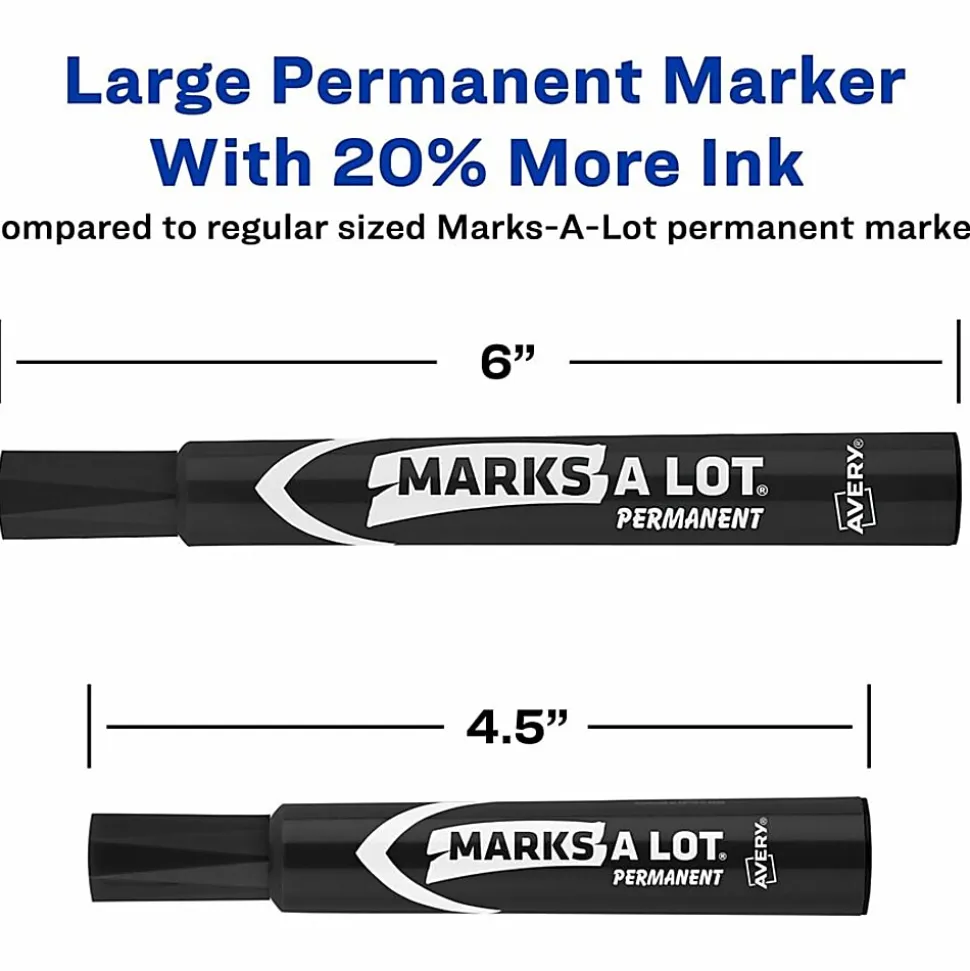 Avery® Marks-A-Lot® Large Desk-Style Permanent Markers, Chisel Point, Assorted Colors, Set Of 12
