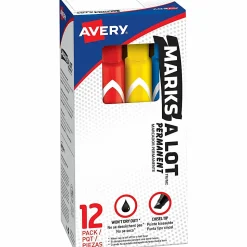 Avery® Marks-A-Lot® Large Desk-Style Permanent Markers, Chisel Point, Assorted Colors, Set Of 12