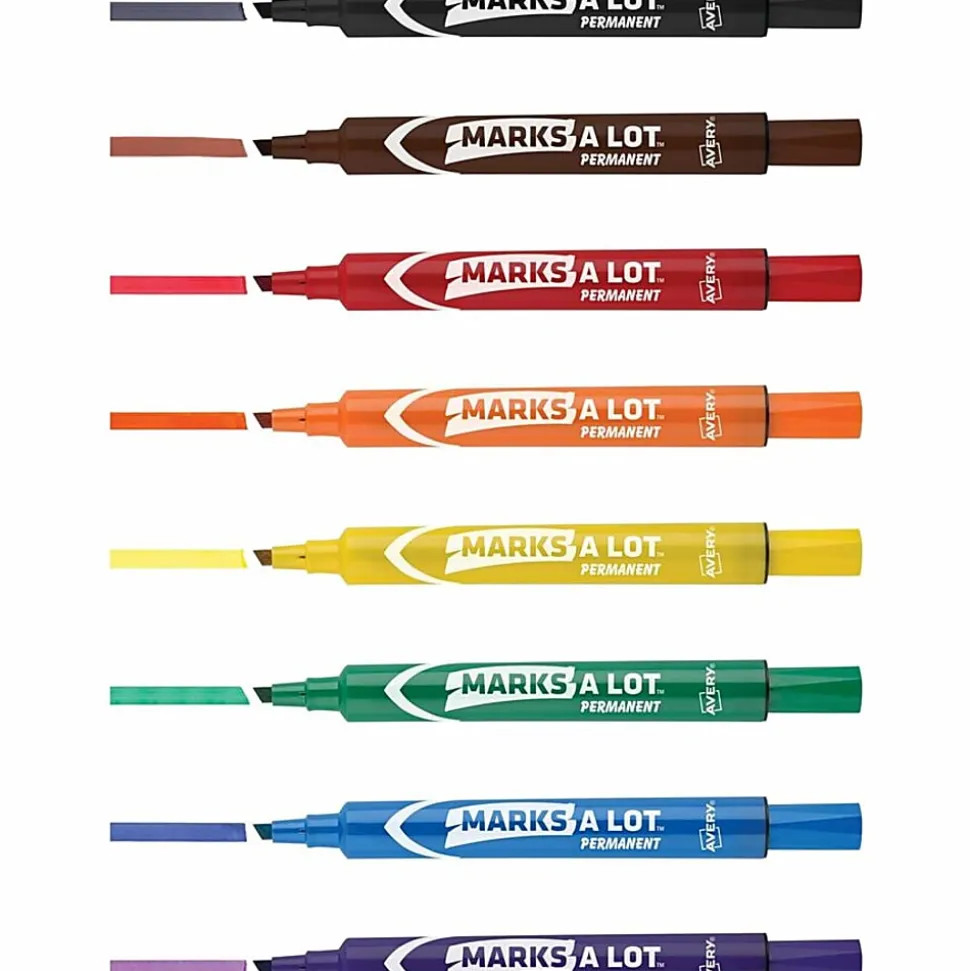 Avery® Marks-A-Lot® Large Desk-Style Permanent Markers, Chisel Point, Assorted Colors, Set Of 12