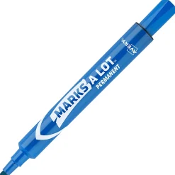 Avery® Marks A Lot® Permanent Markers, Chisel Tip, Large Desk-Style Size, Blue, Pack Of 12
