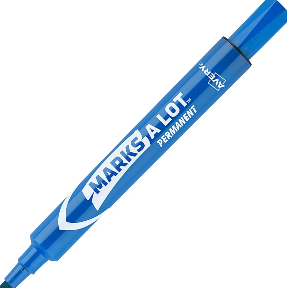 Avery® Marks A Lot® Permanent Markers, Chisel Tip, Large Desk-Style Size, Blue, Pack Of 12