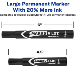 Avery® Marks A Lot® Permanent Markers, Chisel Tip, Large Desk-Style Size, Black, Pack Of 12