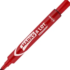 Avery® Marks A Lot® Permanent Markers, Chisel Tip, Large Desk-Style Size, Red, Pack Of 12