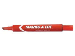 Avery® Marks A Lot® Permanent Markers, Chisel Tip, Large Desk-Style Size, Red, Pack Of 12