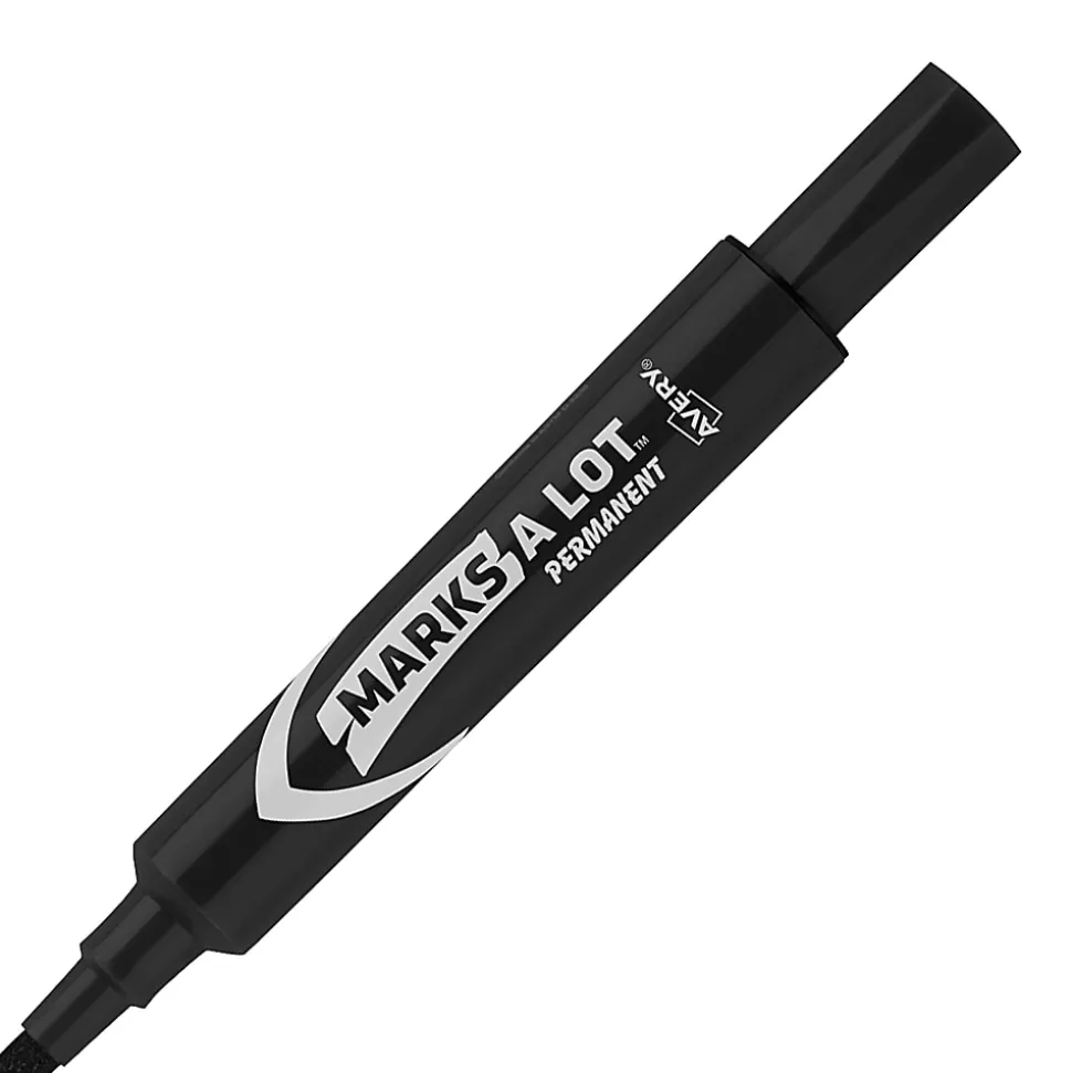 Avery® Marks A Lot Permanent Markers, Chisel Point, Black, Pack Of 12 Markers