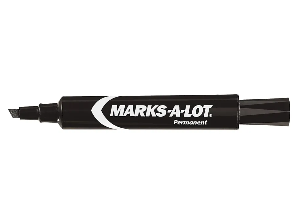 Avery® Marks A Lot Permanent Markers, Chisel Point, Black, Pack Of 12 Markers