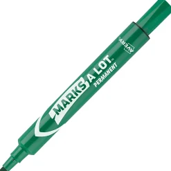 Avery® Marks A Lot® Permanent Markers, Chisel Tip, Large Desk-Style Size, Green, Pack Of 12