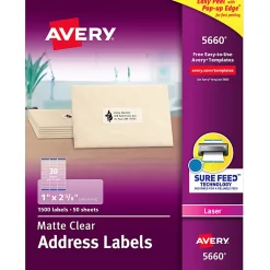 Avery® Matte Address Labels With Sure Feed® Technology, 5660, Rectangle, 1