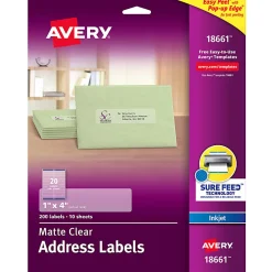 Avery® Matte Address Labels With Sure Feed® Technology, 18661, Rectangle, 1