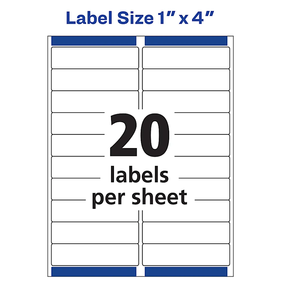 Avery® Matte Address Labels With Sure Feed® Technology, 18661, Rectangle, 1" x 4", Clear, Pack Of 200 Labels