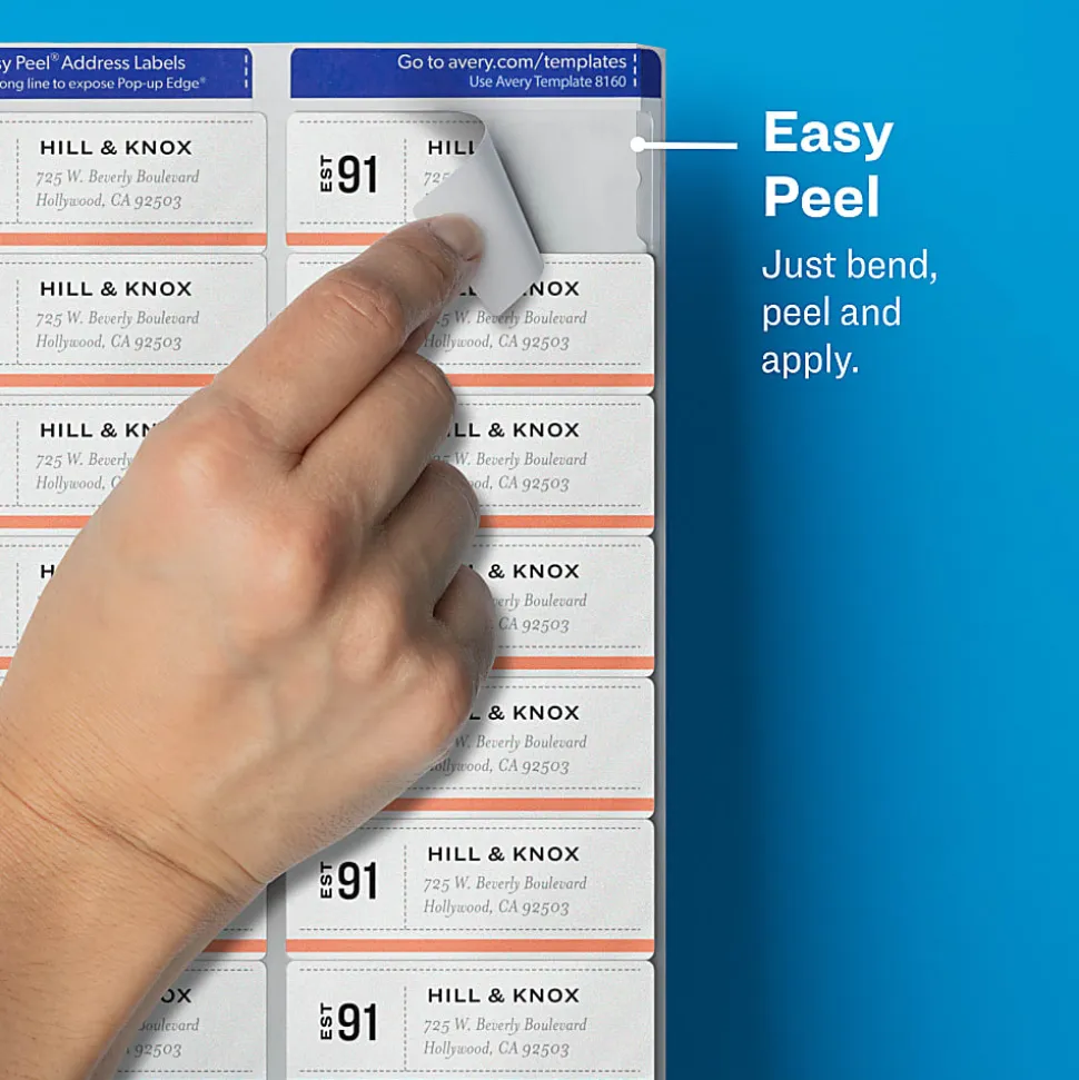Avery® Matte Address Labels With Sure Feed® Technology, 5630, Rectangle, 1" x 2-5/8", Clear, Pack Of 750