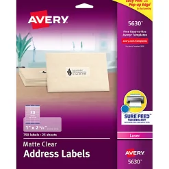 Avery® Matte Address Labels With Sure Feed® Technology, 5630, Rectangle, 1