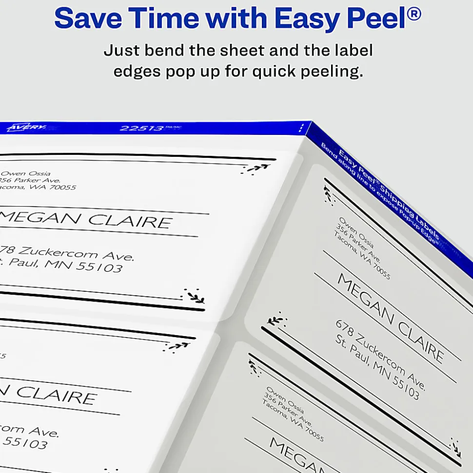 Avery® Matte Shipping Labels With Sure Feed® Technology, 22513, Rectangle, 3-1/3" x 4", Clear, Pack Of 60