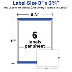 Avery® Matte Shipping Labels With Sure Feed® Technology, 22513, Rectangle, 3-1/3