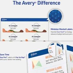 Avery® Matte Shipping Labels With Sure Feed® Technology, 8663, Rectangle, 2" x 4", Clear, Pack Of 250