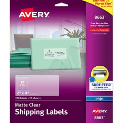 Avery® Matte Shipping Labels With Sure Feed® Technology, 8663, Rectangle, 2