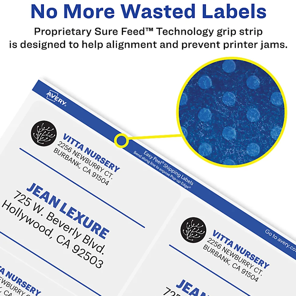 Avery® Matte Shipping Labels With Sure Feed® Technology, 18663, Rectangle, 2" x 4", Clear, Pack Of 100