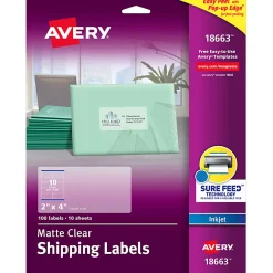 Avery® Matte Shipping Labels With Sure Feed® Technology, 18663, Rectangle, 2