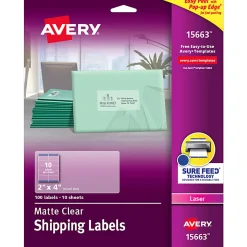 Avery® Matte Shipping Labels With Sure Feed® Technology, 15663, Rectangle, 2
