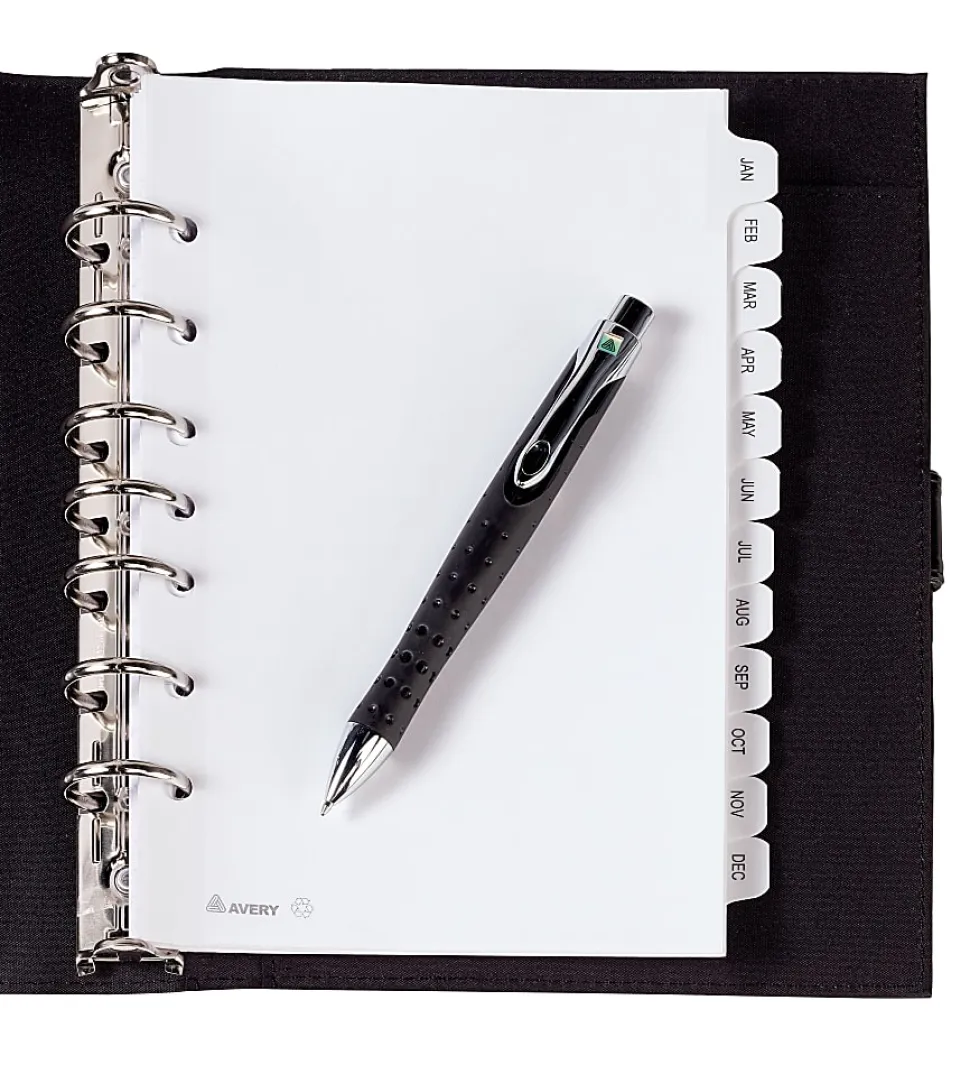 Avery® Mini Preprinted Dividers, 5-1/2" x 8-1/2", 12-Tab (Jan.-Dec.), White, 1 Set