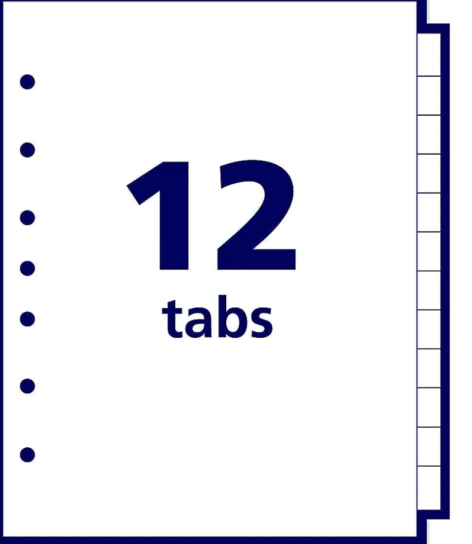 Avery® Mini Preprinted Dividers, 5-1/2" x 8-1/2", 12-Tab (Jan.-Dec.), White, 1 Set