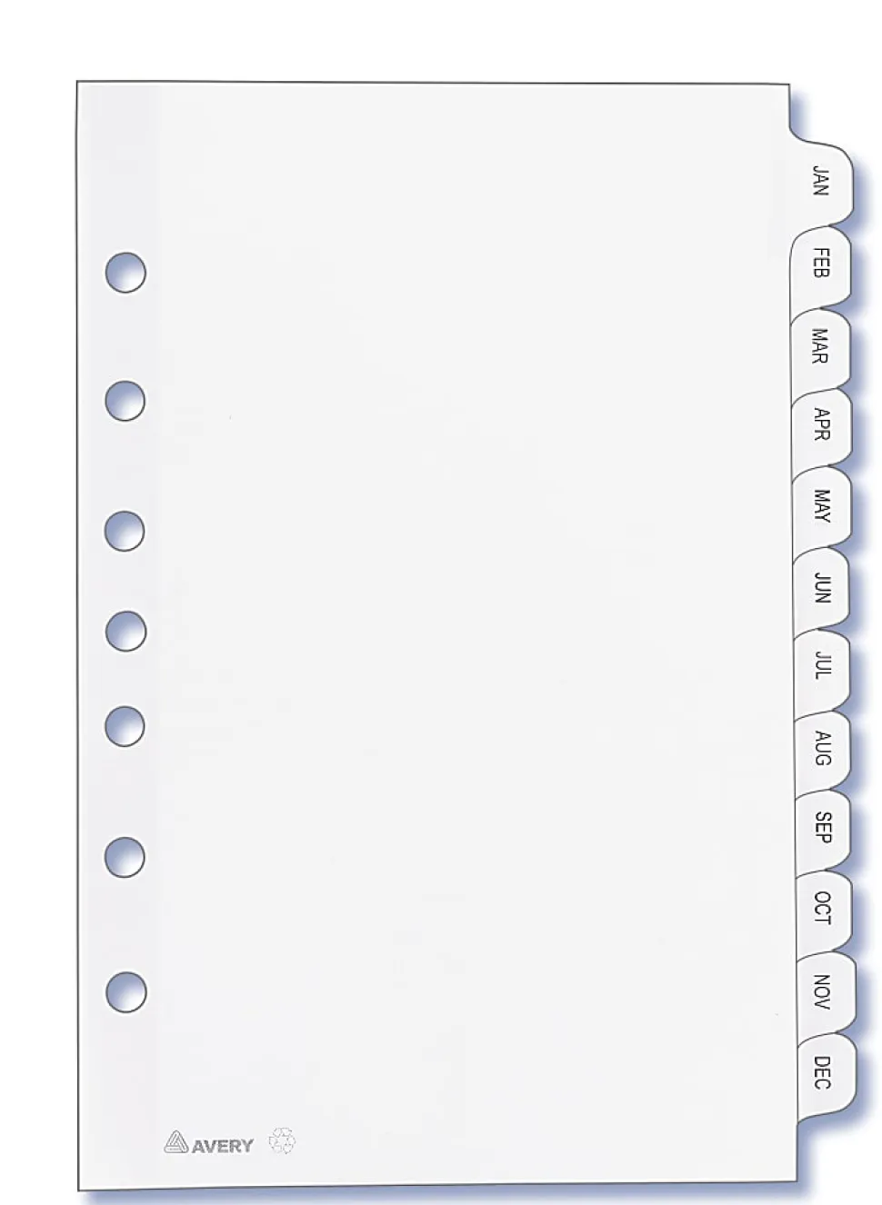 Avery® Mini Preprinted Dividers, 5-1/2" x 8-1/2", 12-Tab (Jan.-Dec.), White, 1 Set