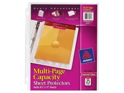 AveryĀ® Multi-Page Capacity Sheet Protectors, 8 1/2" x 11", Top Loading, Pack Of 25