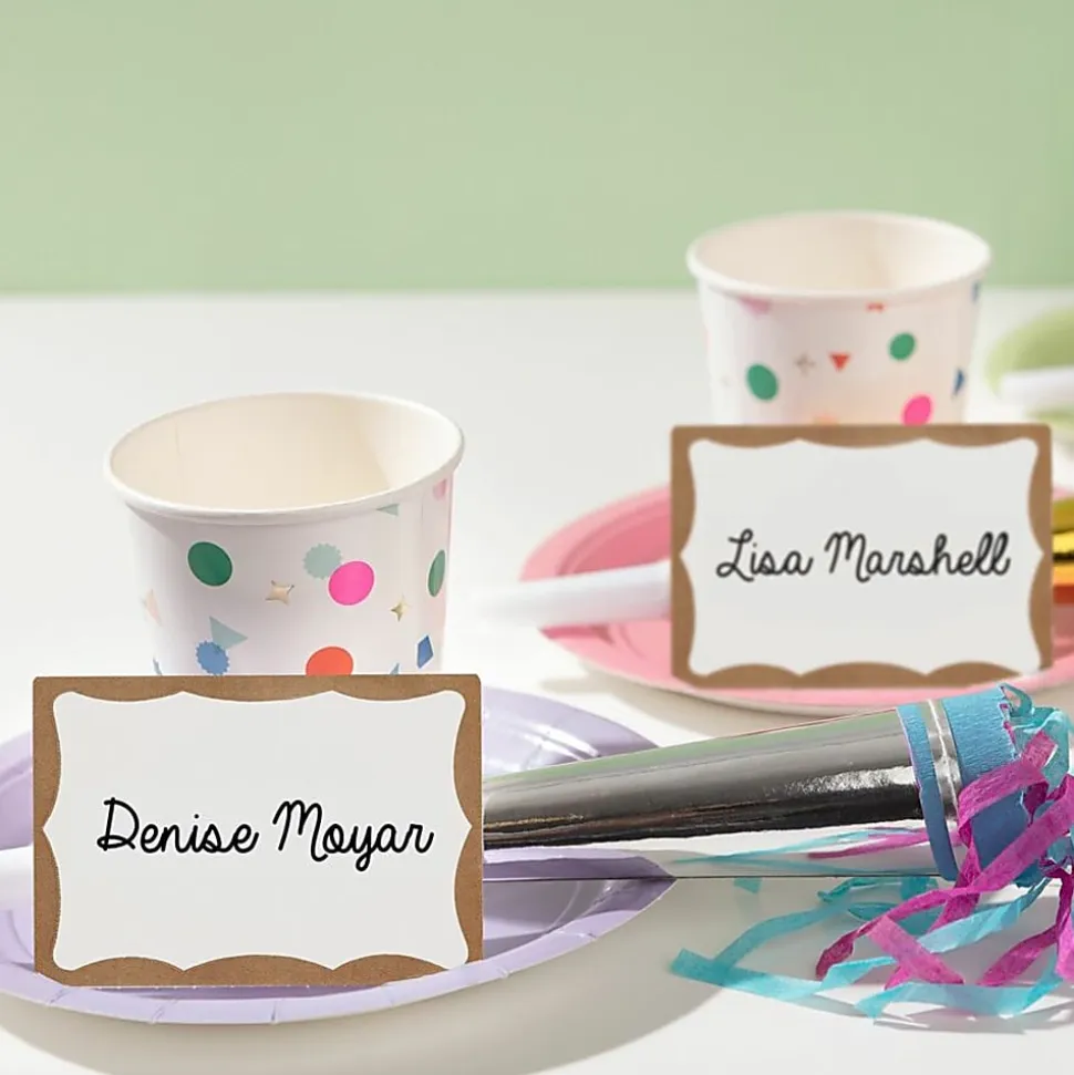 Avery® Name Tags, 05146, 2-1/3" x 3-3/8", White With Gold Border, 100 Removable Name Badges