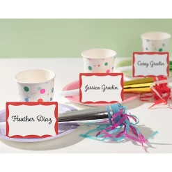 Avery® Name Tags, 05143, 2-1/3" x 3-3/8", White With Red Border, 100 Removable Name Badges