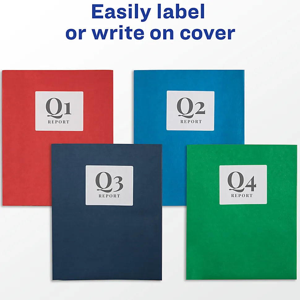 Avery® Paper 2-Pocket Folders, 8-1/2" x 11", Red, Pack Of 125 Folders