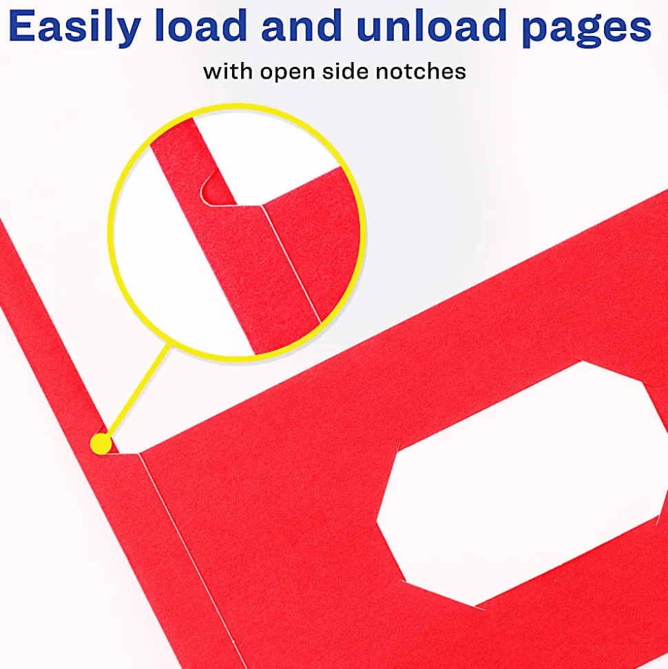 Avery® Paper 2-Pocket Folders, 8-1/2" x 11", Red, Pack Of 125 Folders