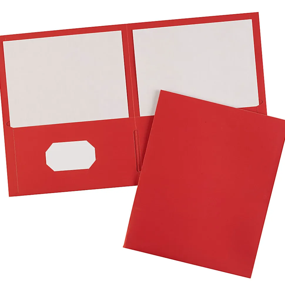 Avery® Paper 2-Pocket Folders, 8-1/2" x 11", Red, Pack Of 125 Folders