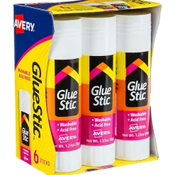 Avery® Permanent Glue Stic™, Washable, Non-Toxic, 1.27oz, 6 Total Glue Sticks