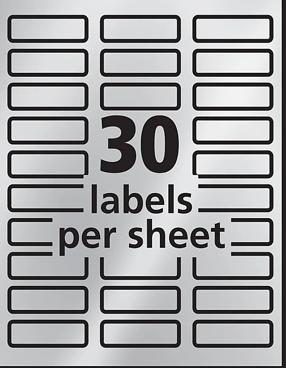 Avery® Permanent Inkjet Foil Mailing Labels, 8986, 3/4" x 2 1/4", Silver, Pack Of 300