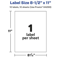 Avery® Permanent Labels, 94269-CMF10, Rectangle, 8-1/2