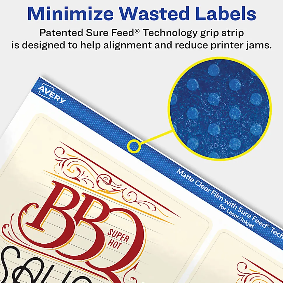 Avery® Permanent Labels With Sure Feed®, 94254-CMF100, Rectangle, 4-3/4" x 3-3/4", Matte Clear, Pack Of 400