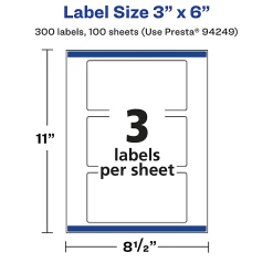 Avery® Permanent Labels With Sure Feed®, 94249-CMF100, Rectangle, 3