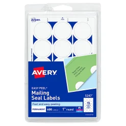 Avery® Permanent Mailing Seals, 5247, Round, 1