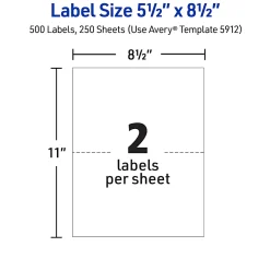 Avery® Permanent Shipping Labels with TrueBlock® Technology, 5292, 4" x 6", White Pack Of 20