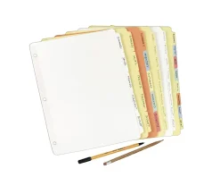 Avery® Plain Tab Write & Erase Dividers, 5 Tabs, Buff, 36 Sets