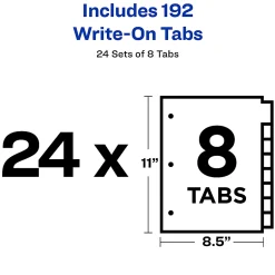 Avery® Plain Tab Write-On Dividers, 8 1/2