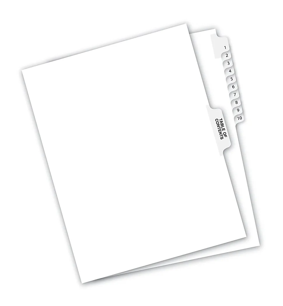 Avery® Premium Collated Legal Dividers Avery® Style, Side-Tab, 1-10 & Table Of Contents, 8 1/2" x 11"