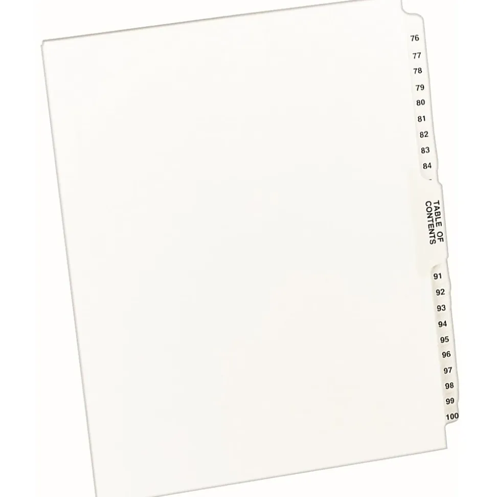 Avery® Premium Collated Legal Dividers Avery® Style, Side-Tab, 76-100 & Table Of Contents, 8 1/2" x 11"