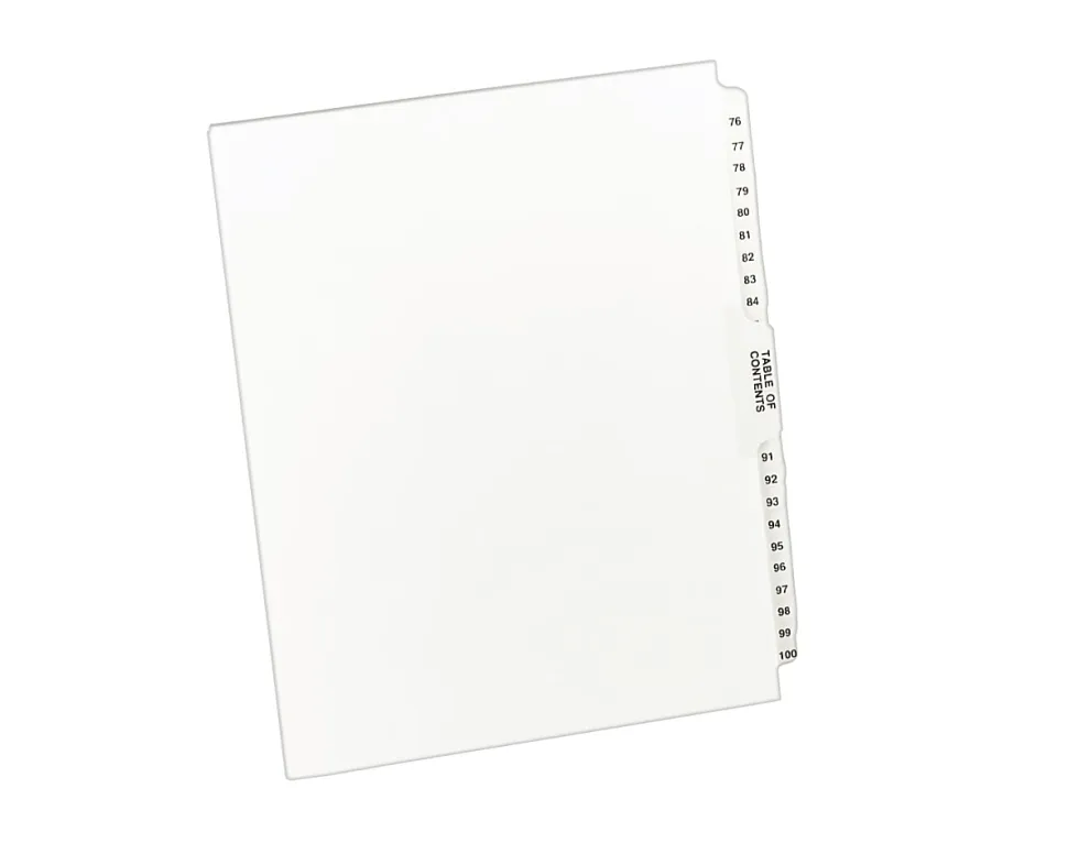 Avery® Premium Collated Legal Dividers Avery® Style, Side-Tab, 76-100 & Table Of Contents, 8 1/2" x 11"