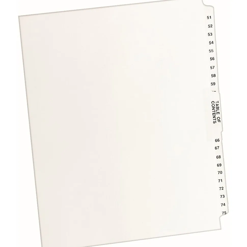 Avery® Premium Collated Legal Dividers Avery® Style, Side-Tab, 51-75 & Table Of Contents, 8-1/2" x 11"