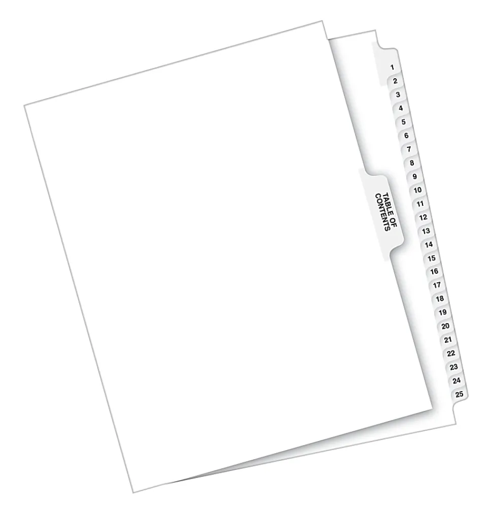 Avery® Premium Collated Legal Dividers Avery® Style, Side-Tab, 1-25 & Table Of Contents, 8-1/2" x 11"