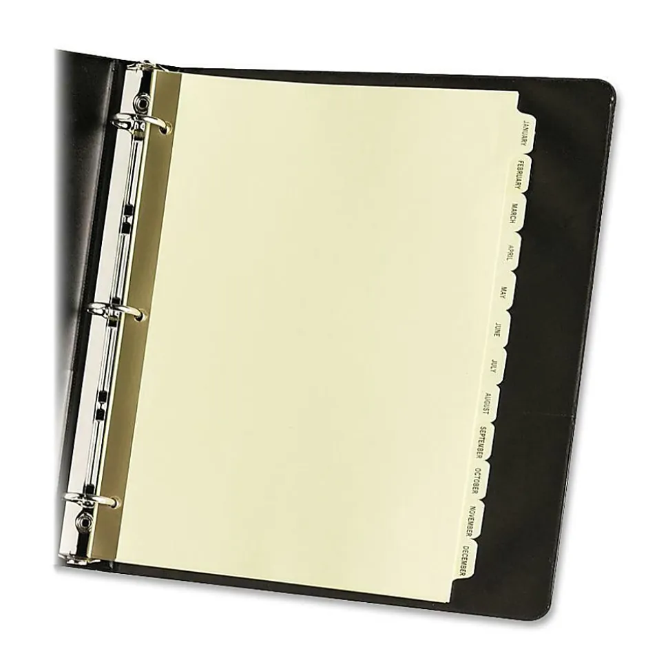 Avery® Preprinted Laminated Tab Dividers, Gold Reinforced Binding Edge, Jan-Dec Tabs, 8 1/2" x 11", 1 Set