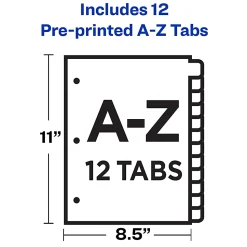 Avery® Preprinted Plastic Dividers, A-Z, 12-Tab, Multicolor, 1 Set