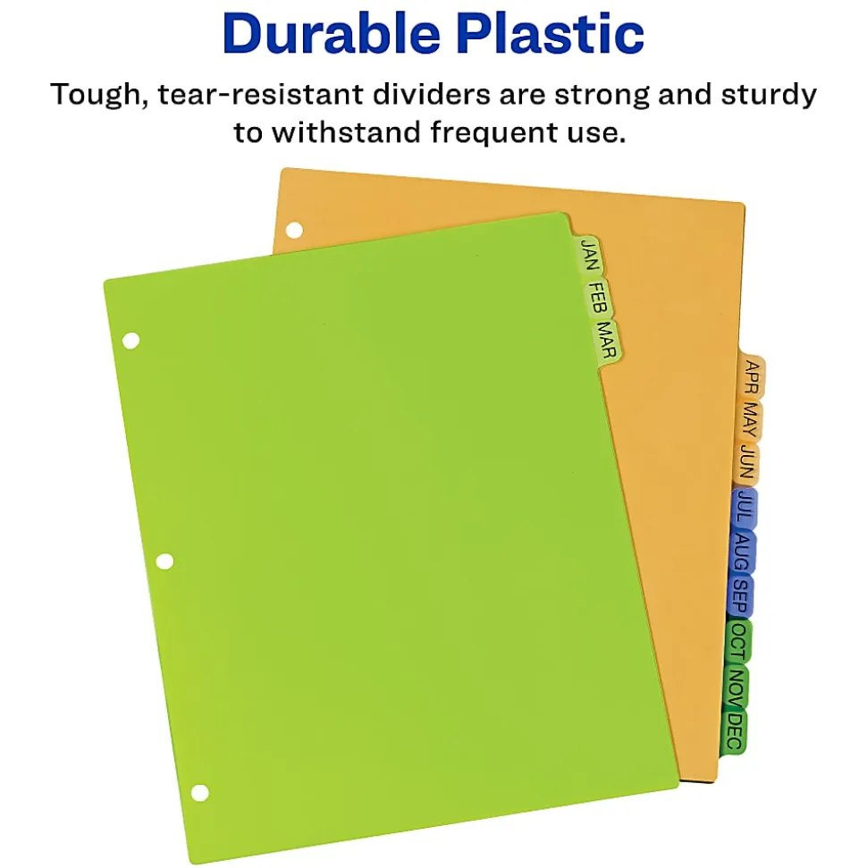 Avery® Preprinted Plastic Dividers, A-Z, 12-Tab, Multicolor, 1 Set